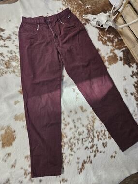 Vintage Rockies Jeans Burgundy Plum High Rise Western Cotton Sz 17/18 Inseam 35